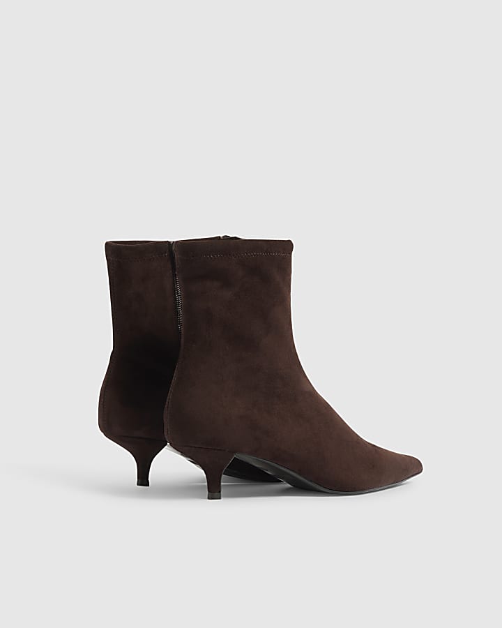 Brown Wide Fit Faux Suede Sock Boots