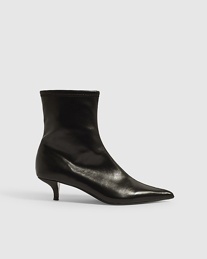 Black Wide Fit Faux Leather Sock Boots