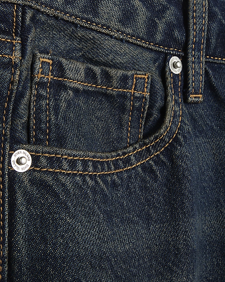 Blue High Waisted Relaxed Straight Leg Jeans