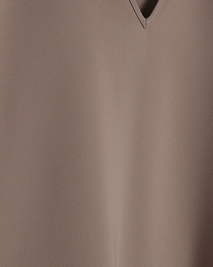 Brown V Neck Batwing Top