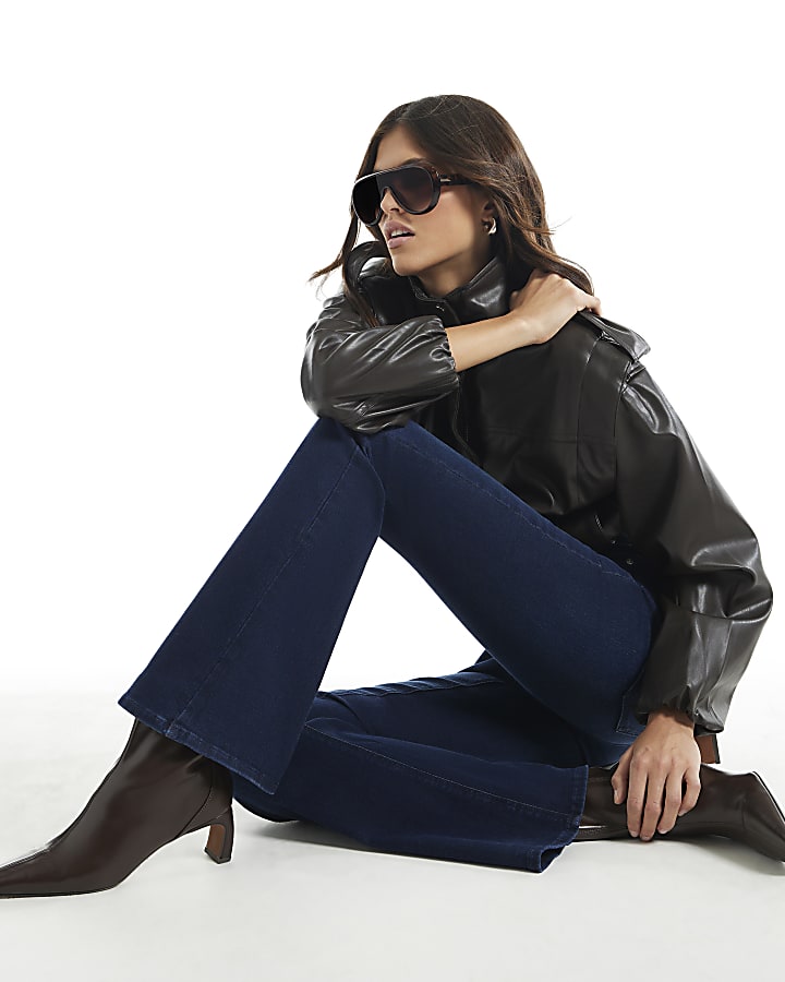 Blue High Waisted Sculpt Flare Leg Jeans