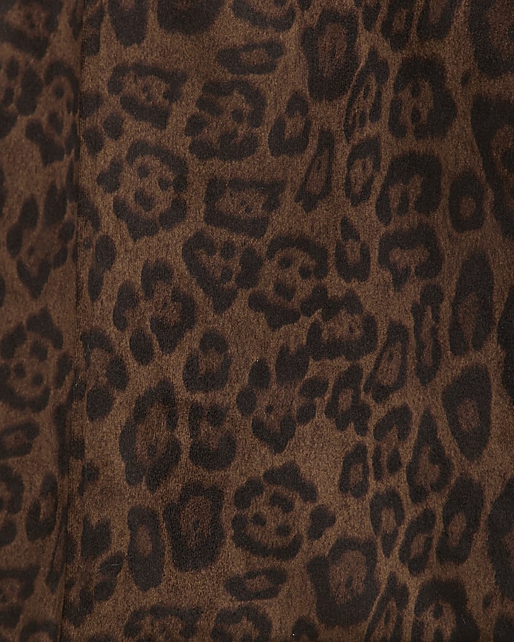 Brown Leopard Print Shearling Trench Coat