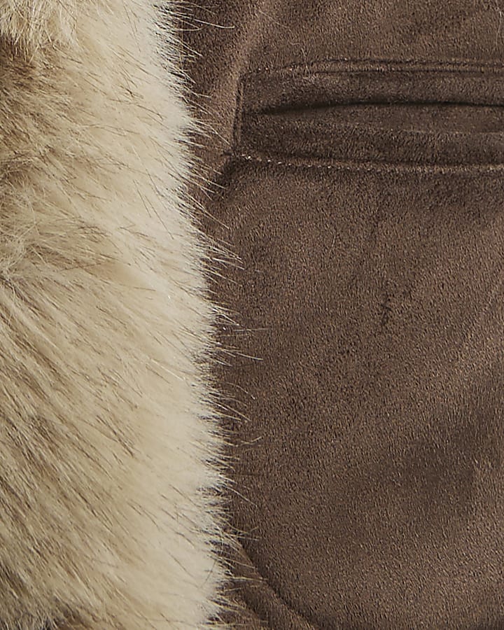 Brown Bonded Shawl Collar Button Jacket