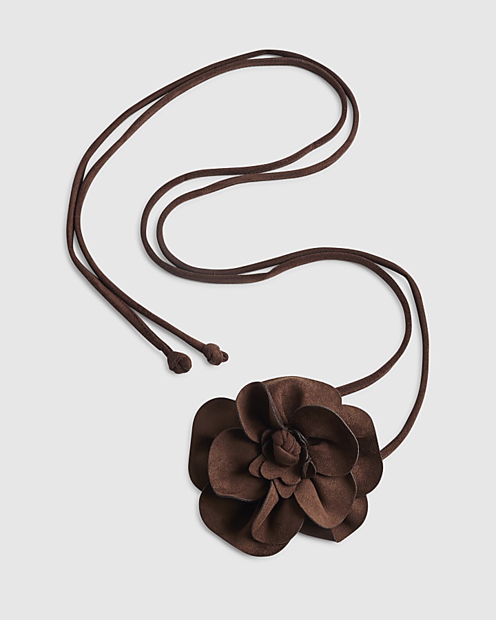 Brown Dark Corsage Flower Belt