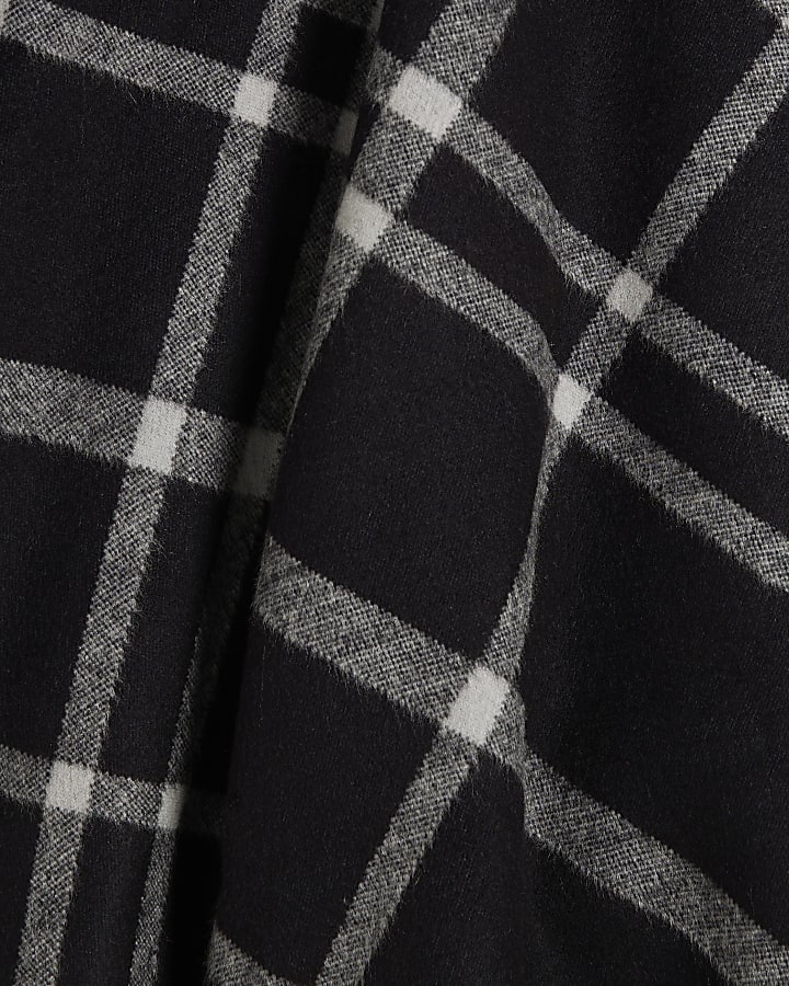 Black Check Open Front Cape