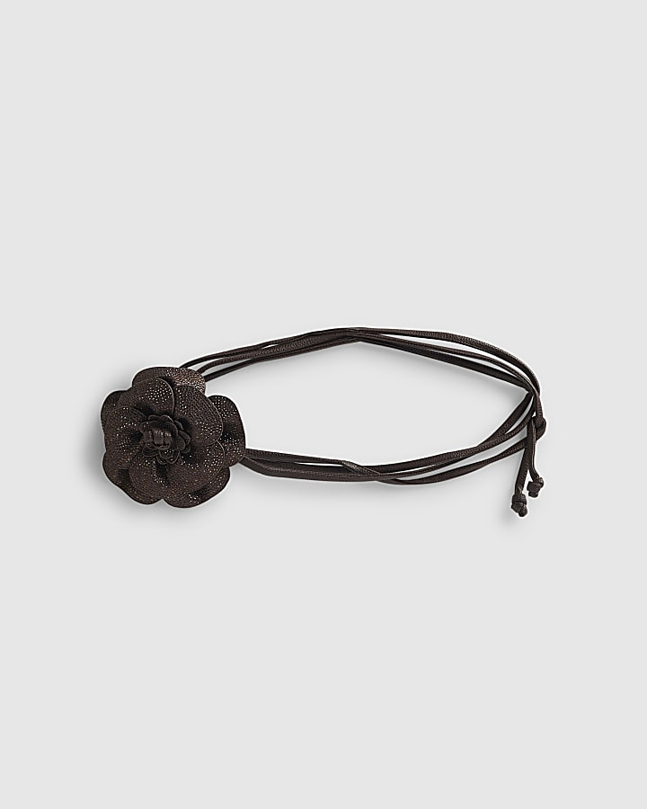Brown Corsage Flower Diamante Belt