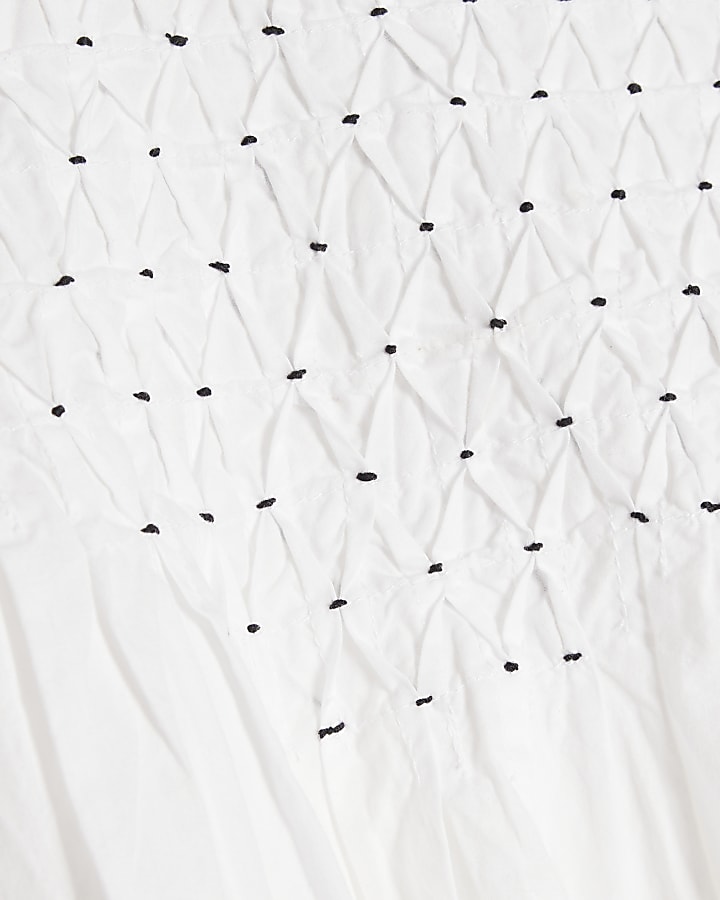 White Poplin Smock Blouse