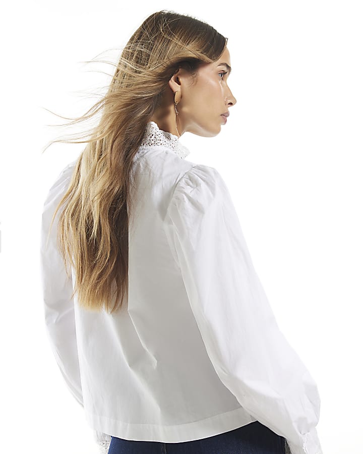White Poplin Smock Blouse