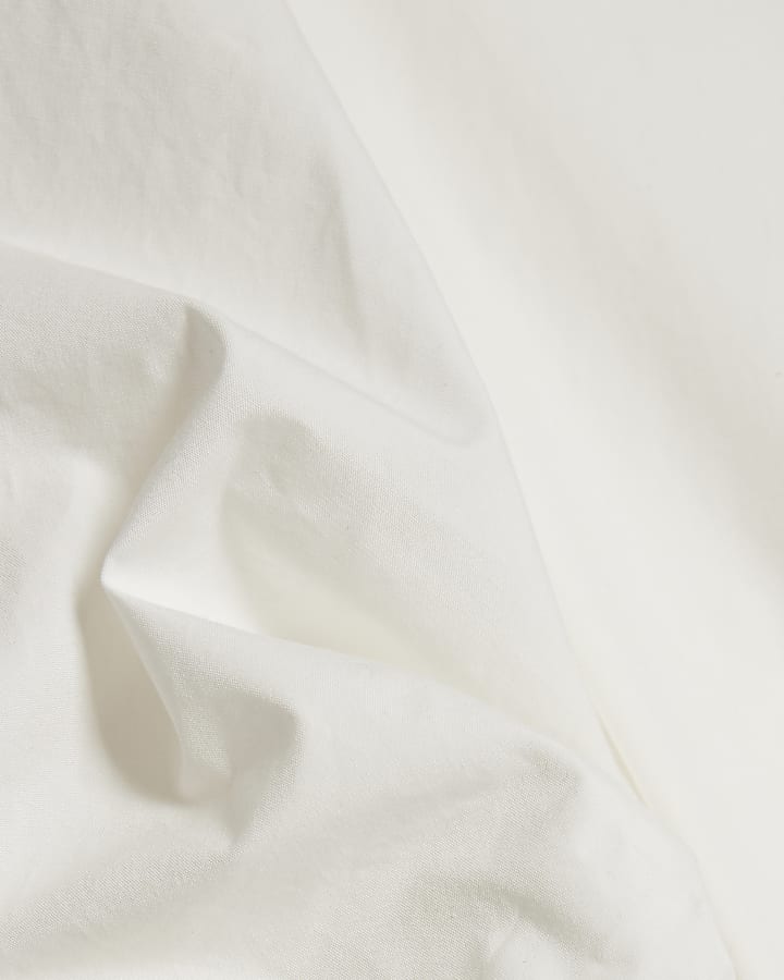 White Poplin Wrap Tie Shirt