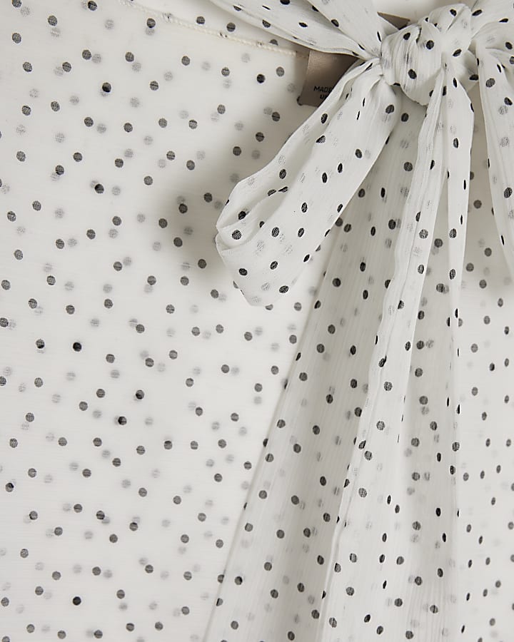 White Chiffon Polka Dot Scarf Cape