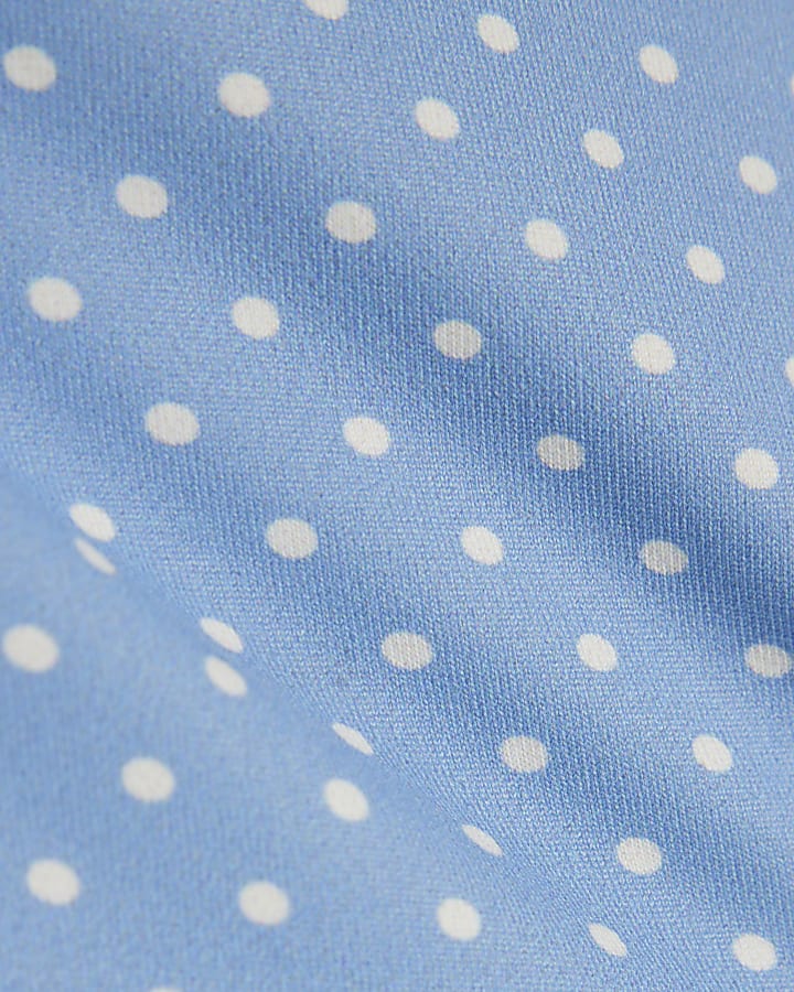 Blue Short Sleeve Polka Dot Top