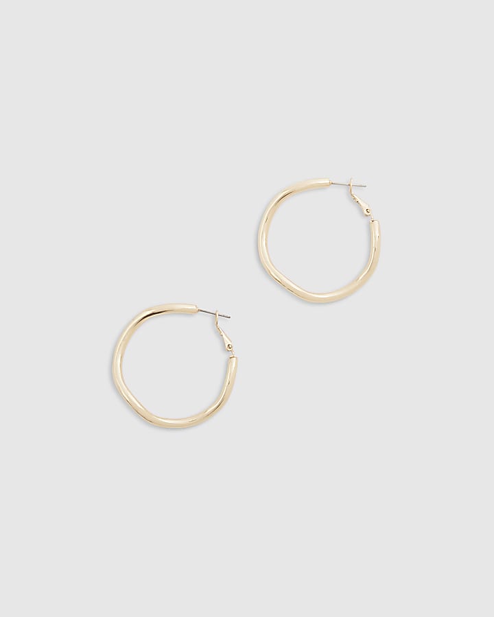 Gold Wave Hoop Earrings