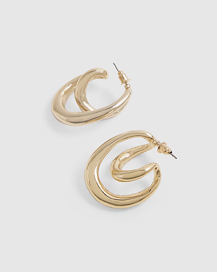Gold Twisted Hoop Earrings