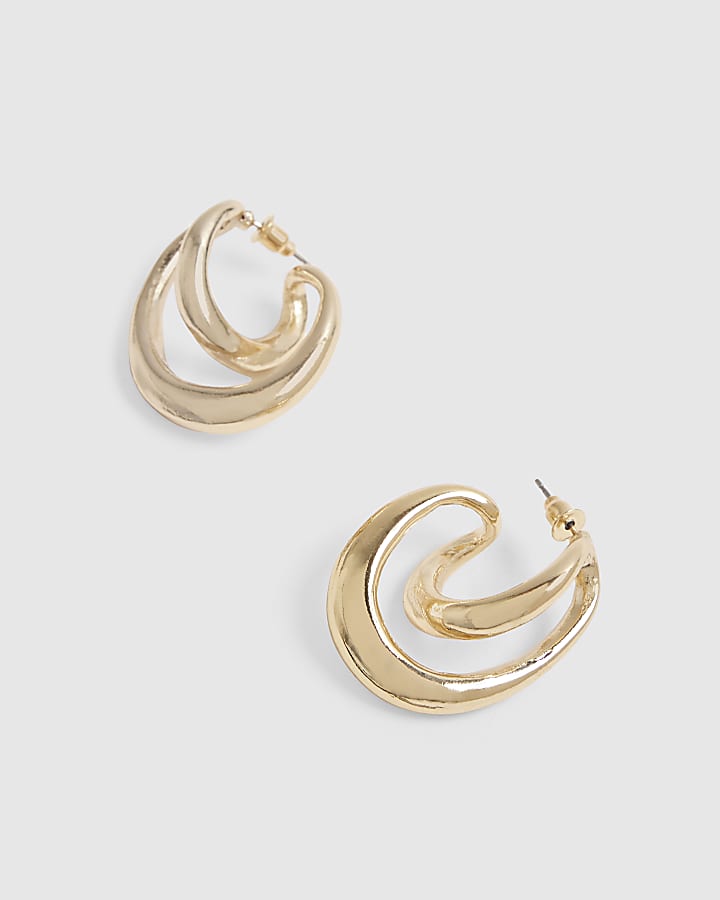 Gold Twisted Hoop Earrings