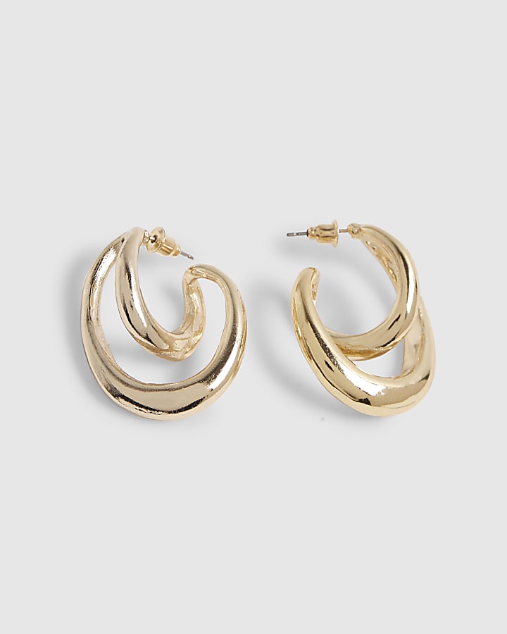 Gold Twisted Hoop Earrings