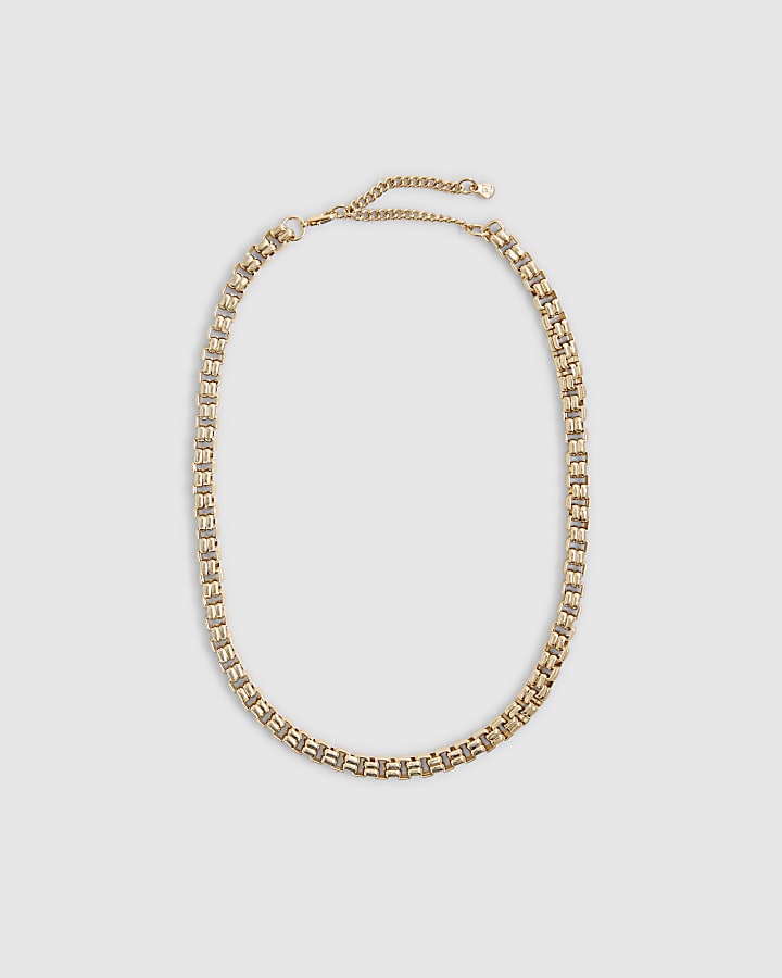Gold Chunky Box Chain Necklace