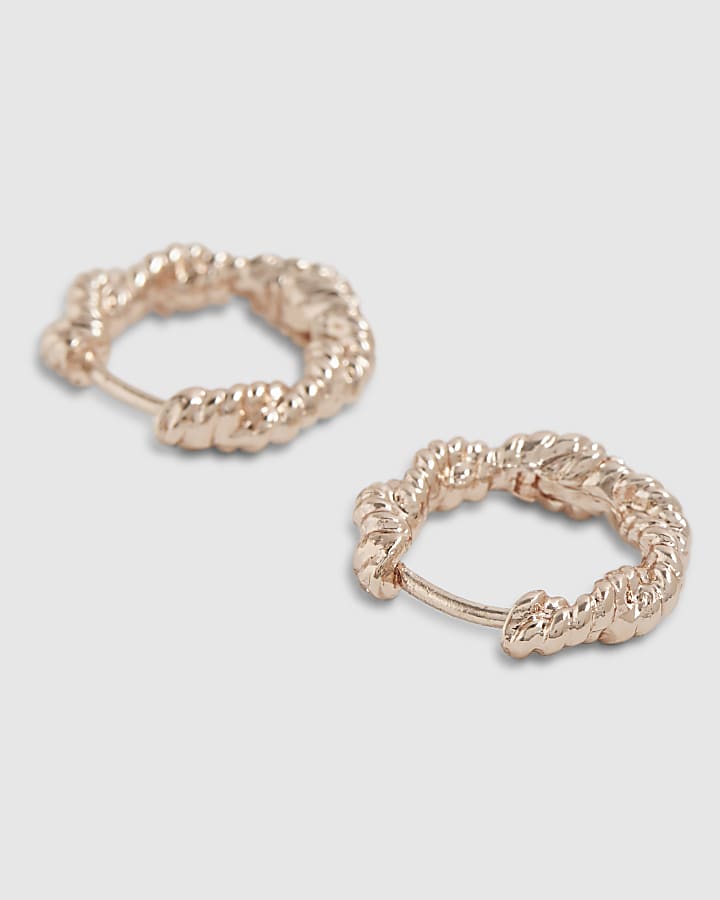 Rose Gold Twist Hoop Earrings
