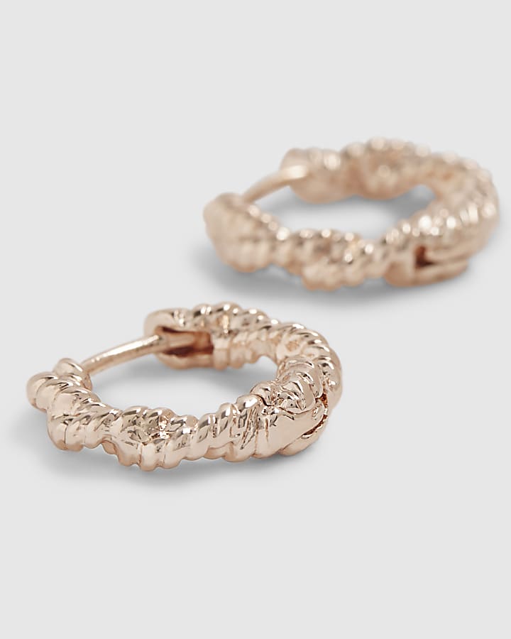 Rose Gold Twist Hoop Earrings