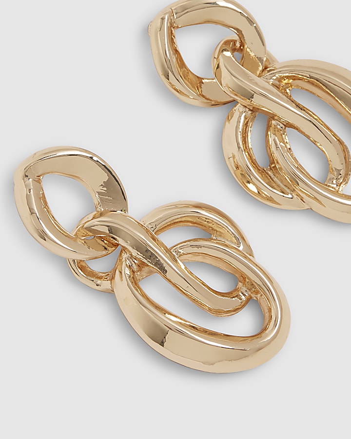 Gold Entwined Link Drop Earrings