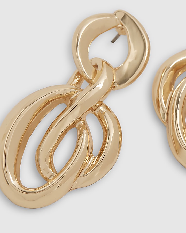 Gold Entwined Link Drop Earrings
