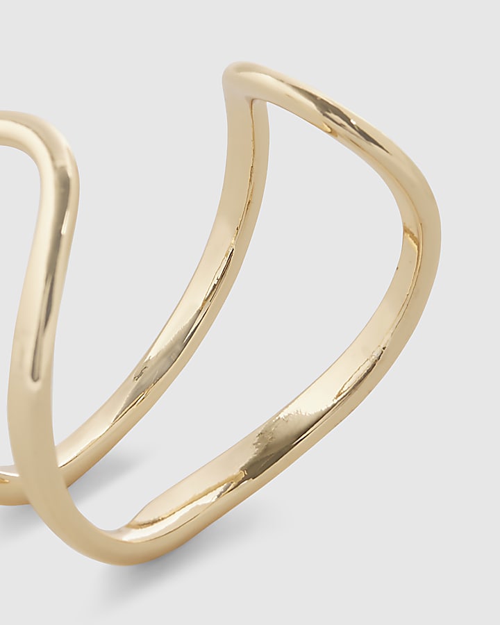 Gold Open Wave Arm Cuff
