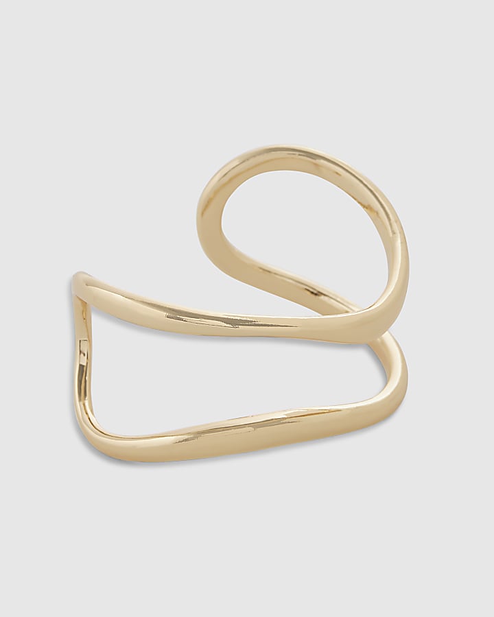 Gold Open Wave Arm Cuff