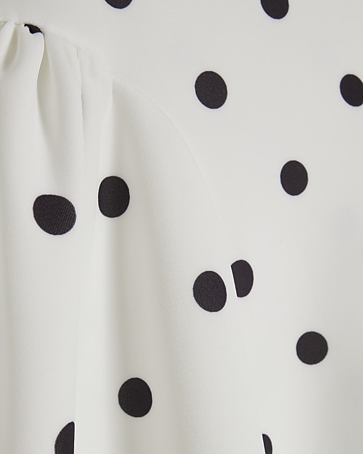 White Short Sleeve Polka Dot Maxi Dress