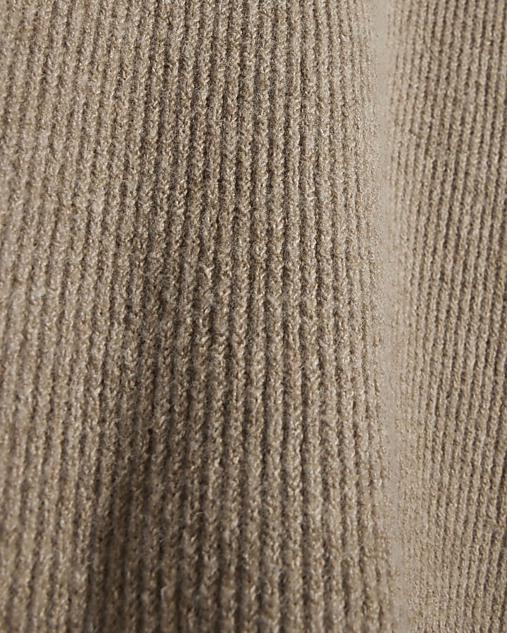 Beige Funnel Neck Oversized Jumper