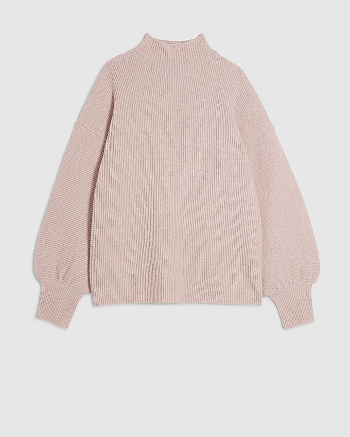 Pink Funnel Neck Oversized Jumper
