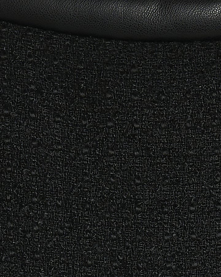 Black Boucle A Line Mini Skirt