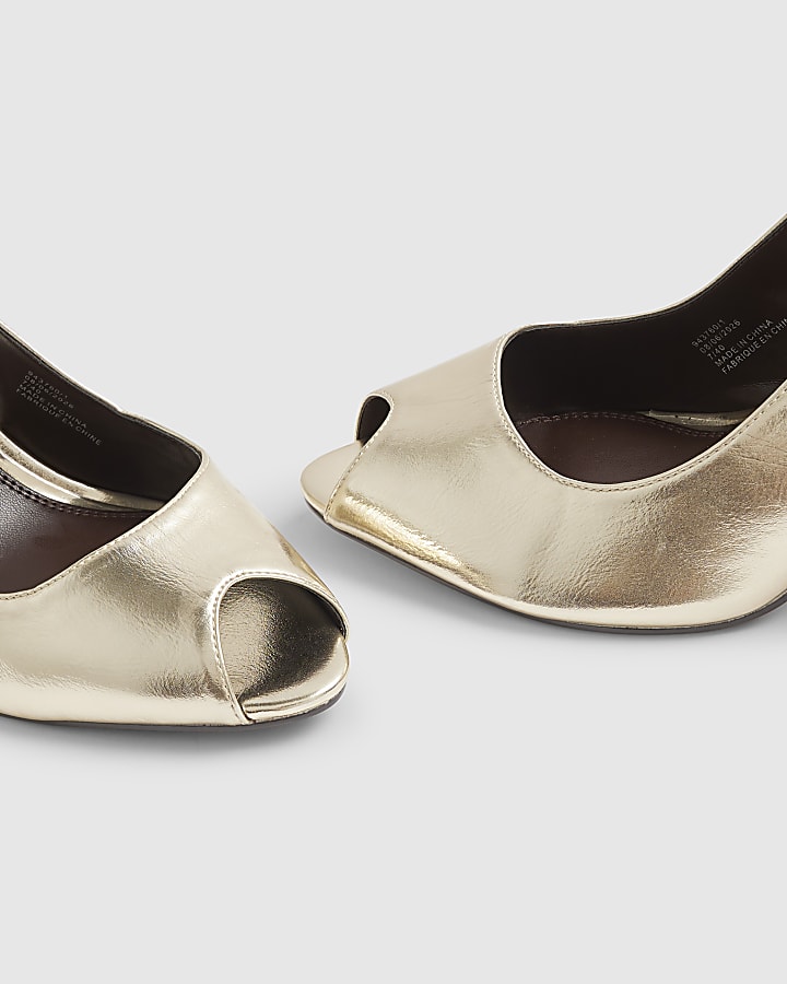 Gold Stiletto Slingback Court Heels