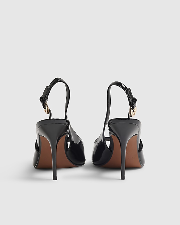 Black Peep Toe Sling Back Court Heels