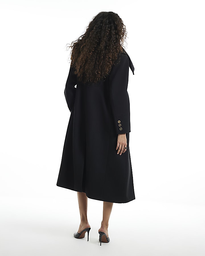 Black Military Button Robe Coat