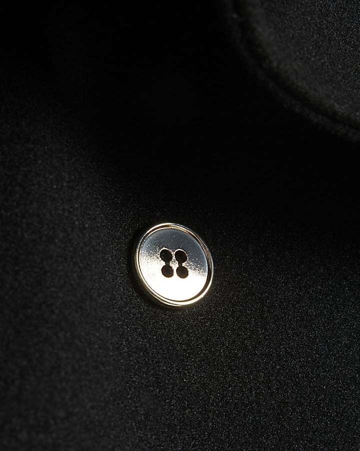 Black Military Button Robe Coat