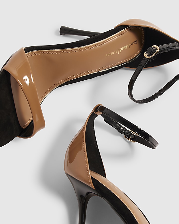Beige Stiletto Heeled Sandals