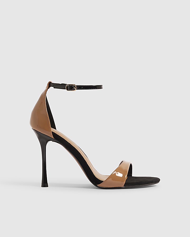 Beige Stiletto Heeled Sandals
