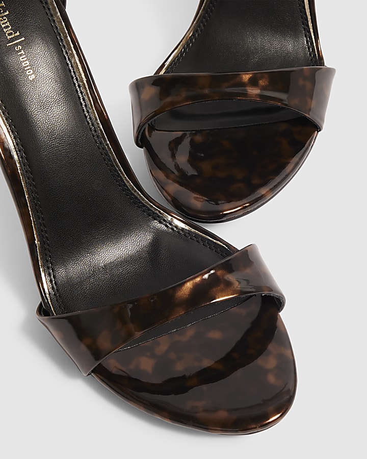 Brown Tortoise Shell Strappy Heeled Sandals