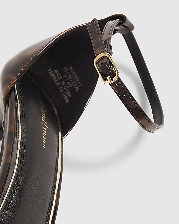 Brown Tortoise Shell Strappy Heeled Sandals