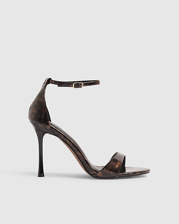 Brown Tortoise Shell Strappy Heeled Sandals
