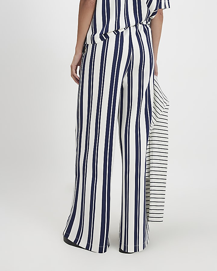White Vertical Stripe Premium Joggers