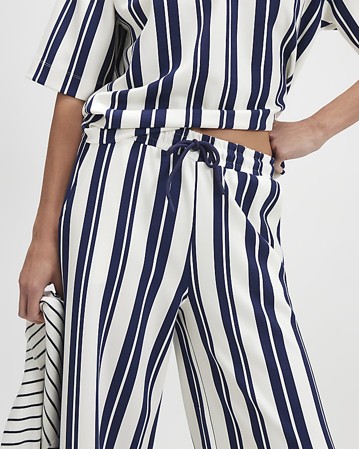 White Vertical Stripe Premium Joggers