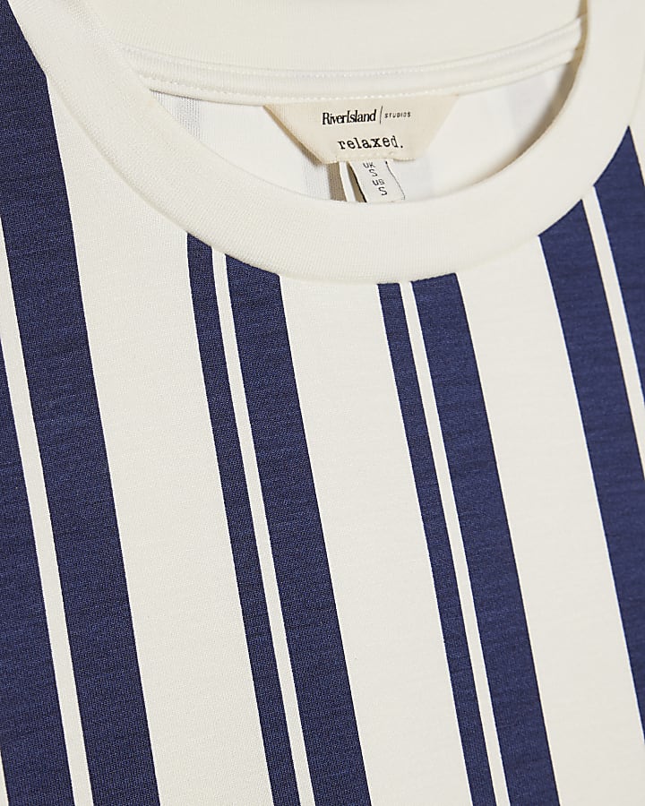 White Vertical Stripe Premium Boxy T-Shirt