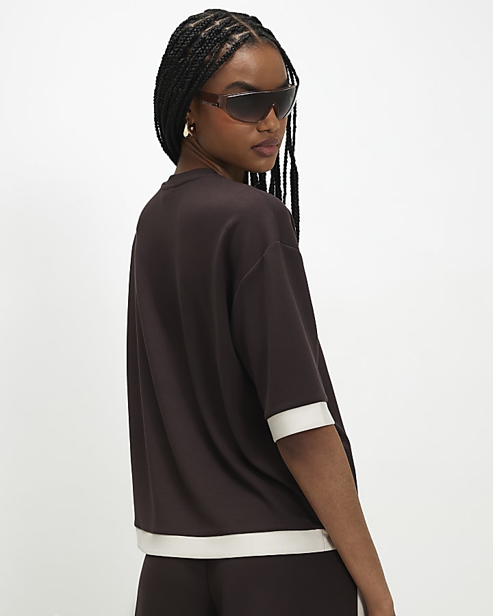 Brown Premium Colour Block T-Shirt