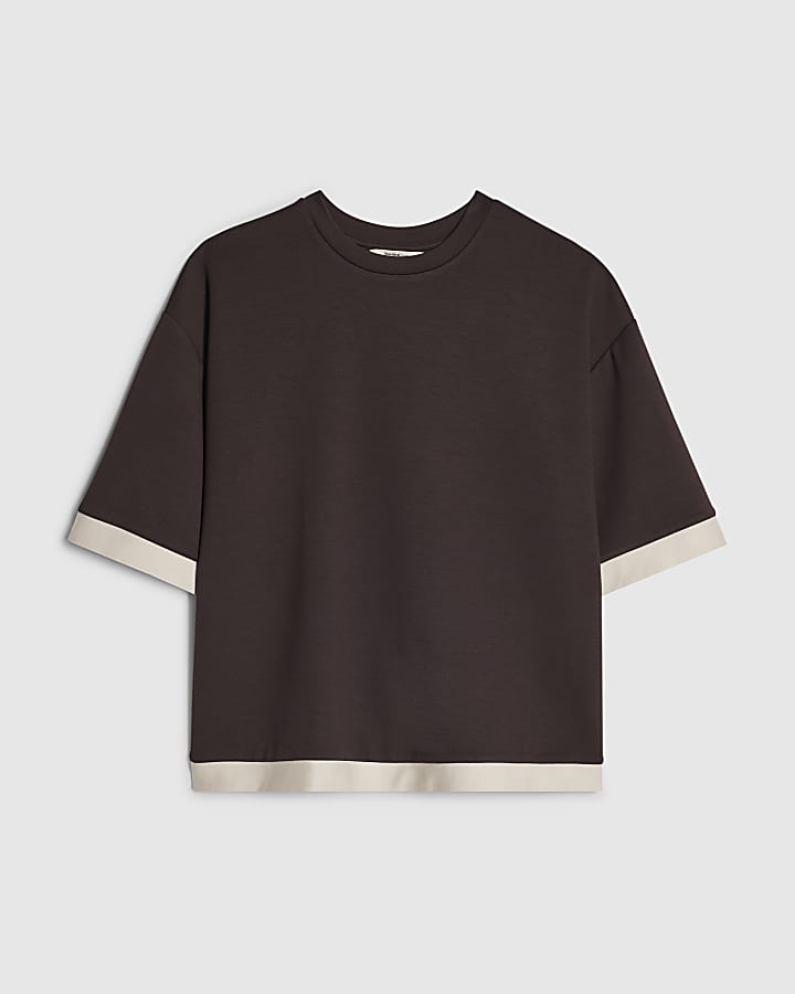 Brown Premium Colour Block T-Shirt