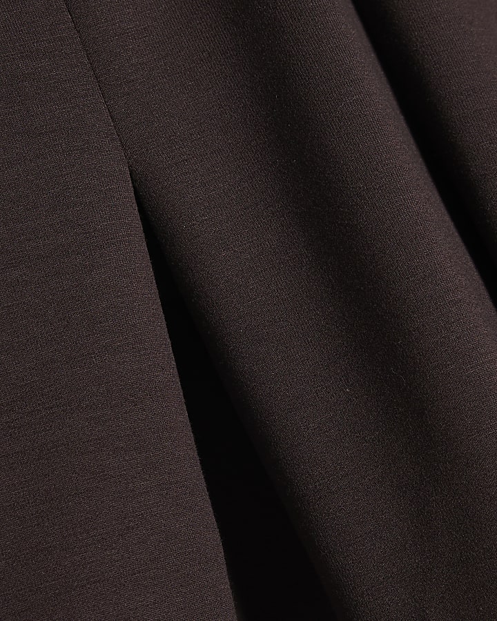 Brown Premium Pleat Front Colour Block Shorts