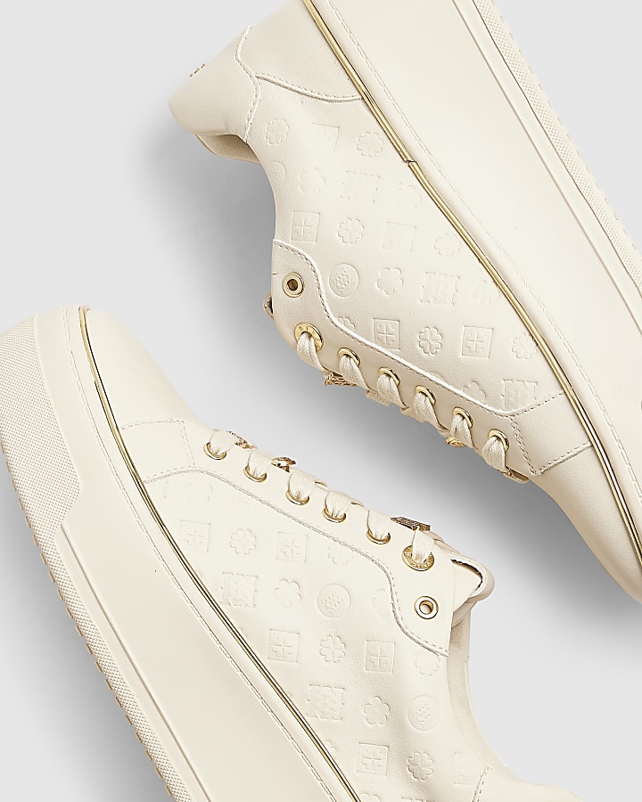 Cream Chunky Charm Monogram Trainers