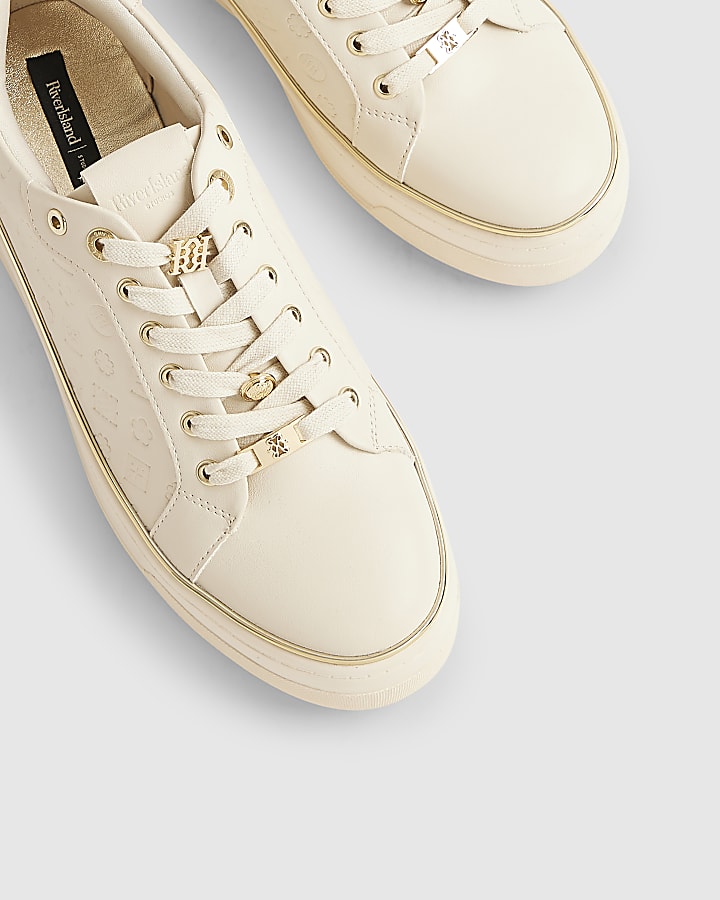 Cream Chunky Charm Monogram Trainers
