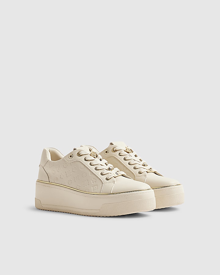 Cream Chunky Charm Monogram Trainers