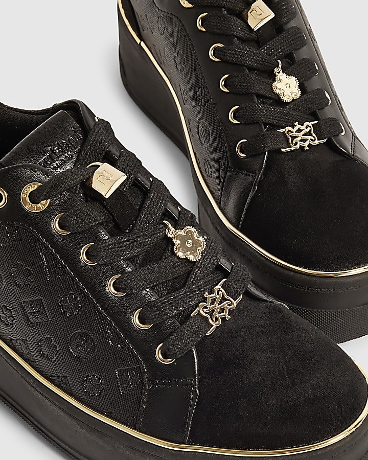 Black Chunky Charm Monogram Trainers