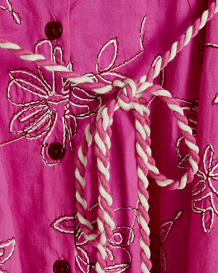Pink Cornelli Embroidered Shirt Dress
